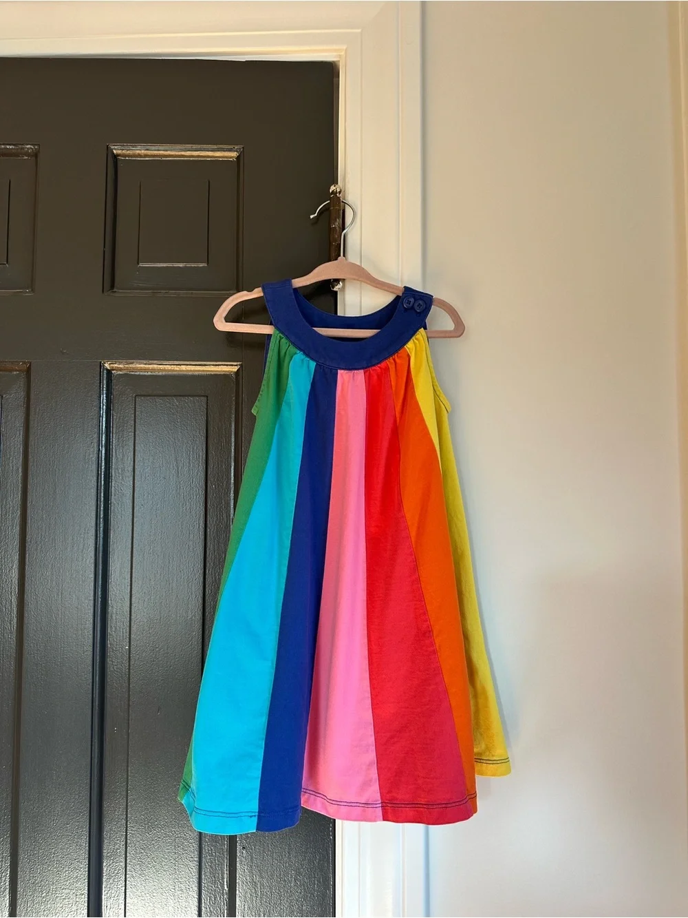 Hanna Andersson Rainbow Colorblock Swing Dress Girls 4 100cm Cotton